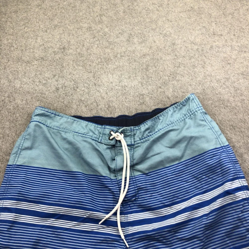 Nautica Swim Trunks Mens XL Blue Stripe Mesh Lined Elastic Waist Drawstring